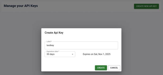 zot API key creation zot API key creation