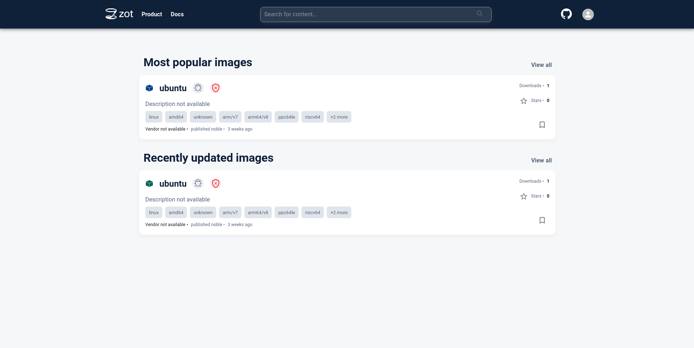 zot homepage with image zot homepage with image