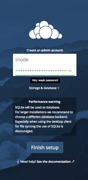 ownCloud login screen ownCloud login screen